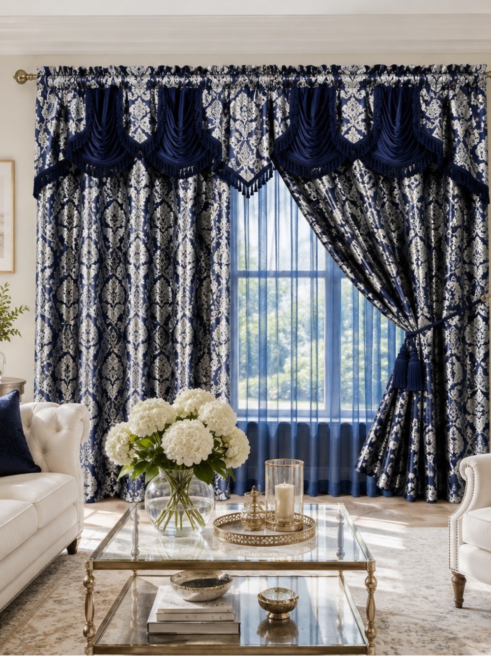 Navy 4 piece Window Curtains